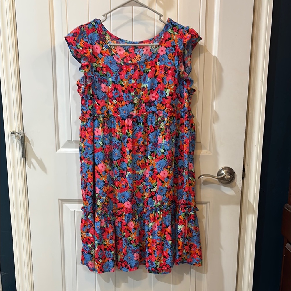 Source Unknown Red and Blue Mini Sundress Casual